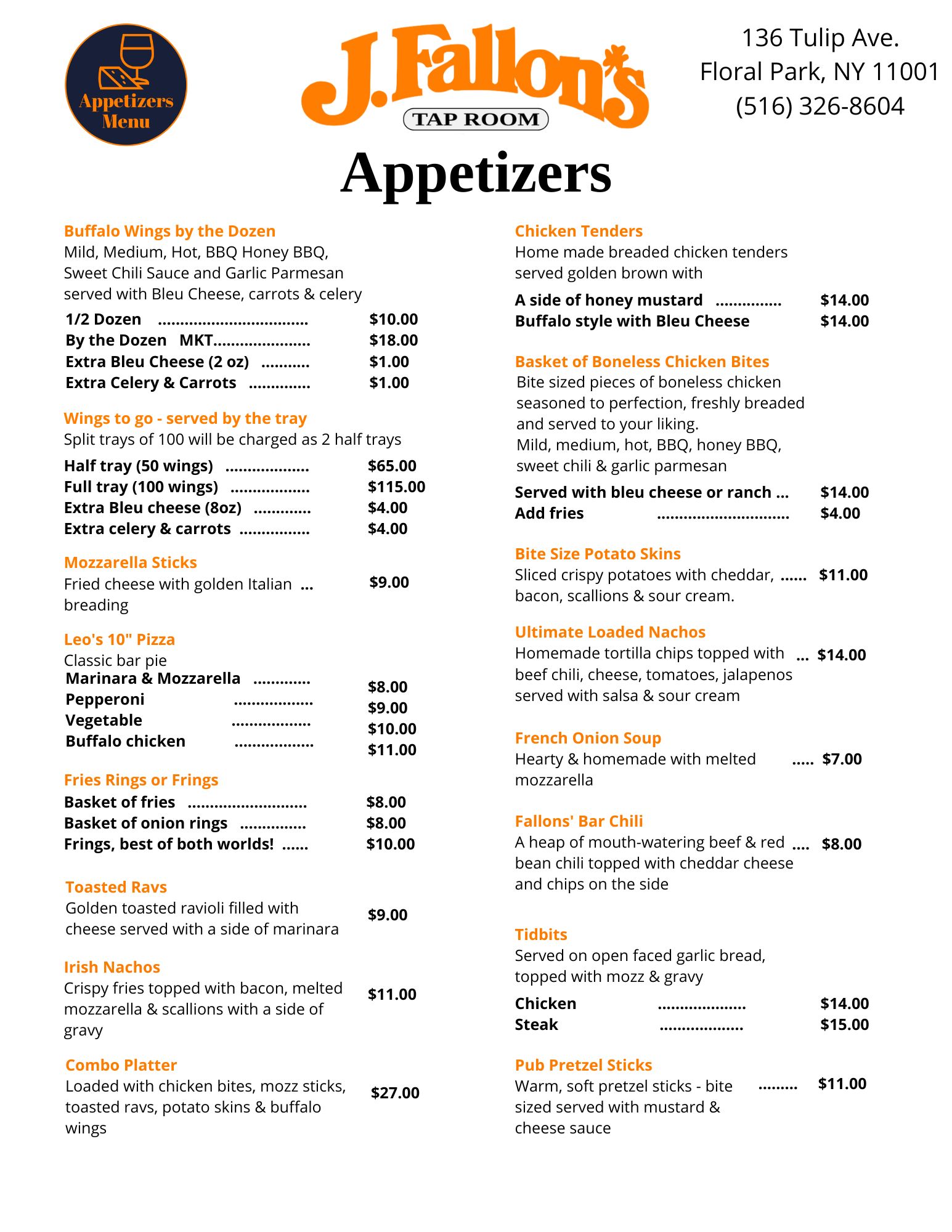 Appetizers Menu